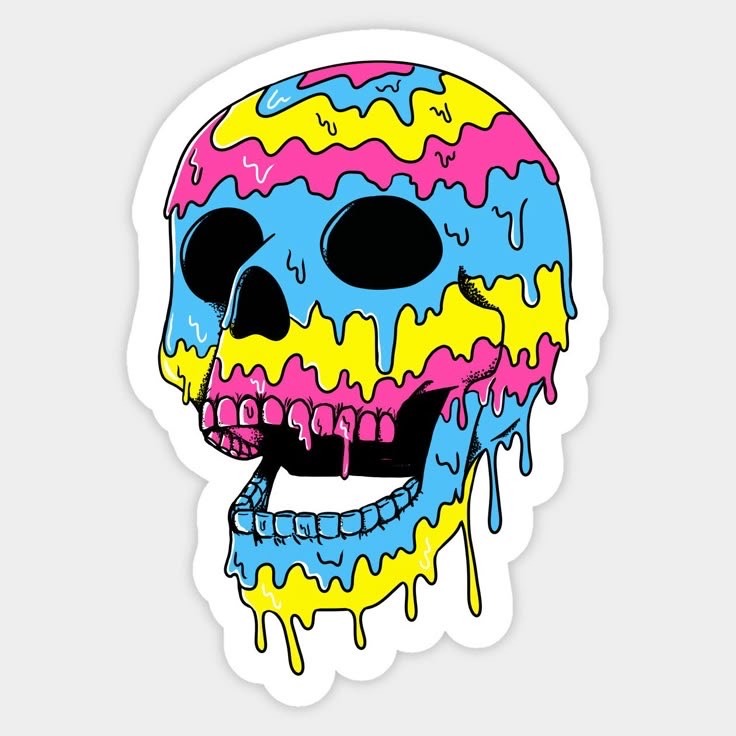 Neon Melting Skull (Die-Cut Sticker)