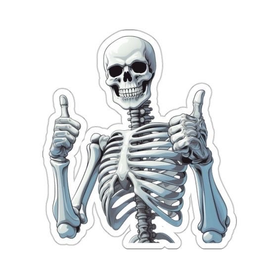 Skeleton Thumbs Up – Clear Vinyl Sticker
